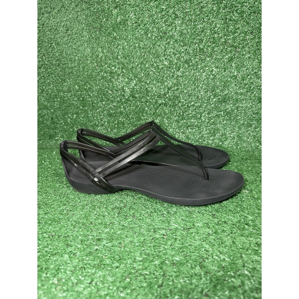 Crocs Isabella T-Strap Thong Sandals Womens 10 Bronze Tan Slip On Jelly Flats L